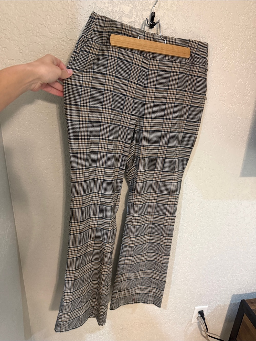 Cato Plaid Wide-Leg Pants in Black & blue and mustard